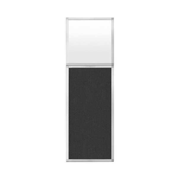 Hush Panel Configurable Cubicle Partition 2' x 6' W/ Window Black Fabric Frosted Window